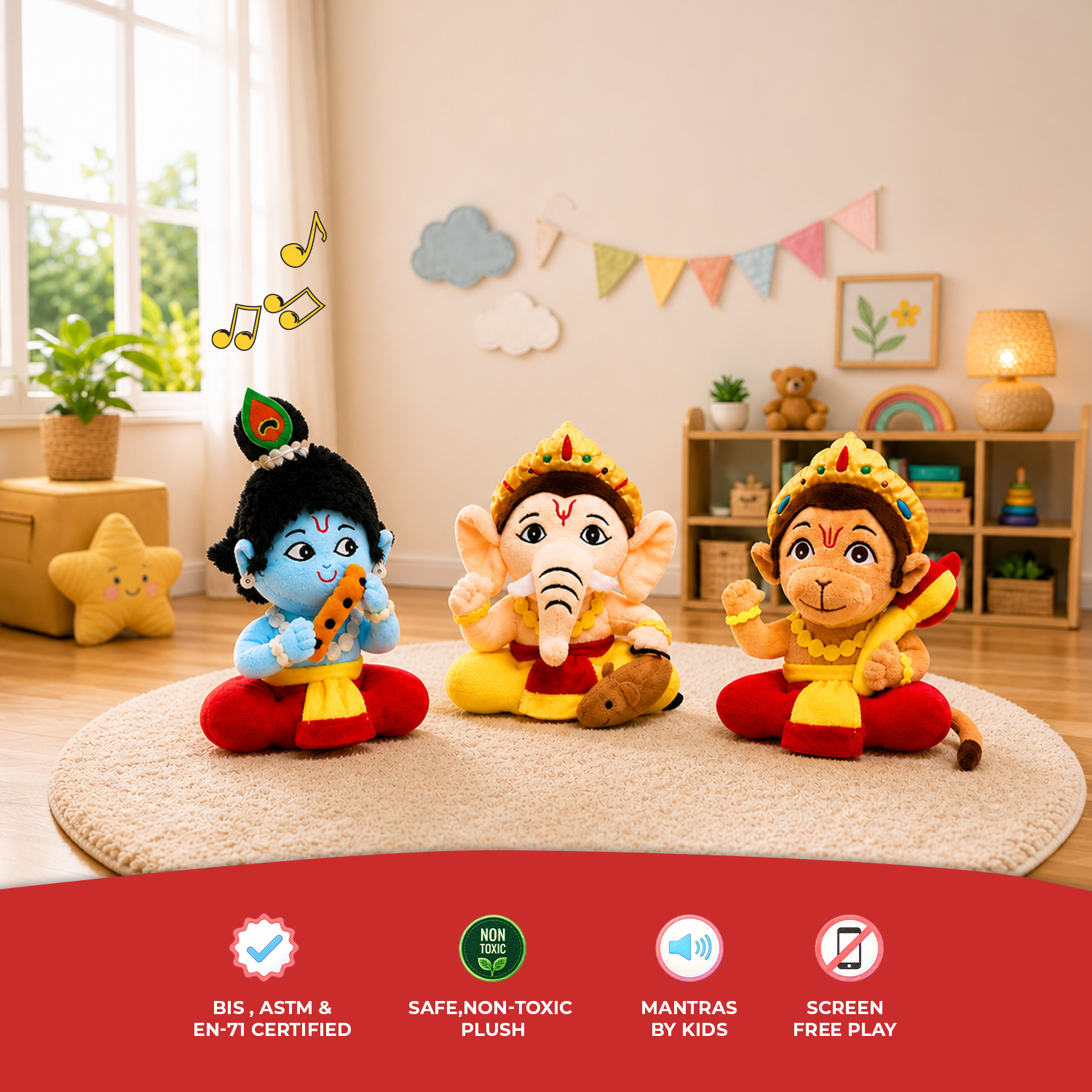 Mantra Chanting Baby Krishna, Baby Ganesha & Baby Hanuman (Pack of 3)-Small Buy Online USA Store Mantra Chanting Baby Krishna, Baby Ganesha & Baby Hanuman (Pack of 3)-Small