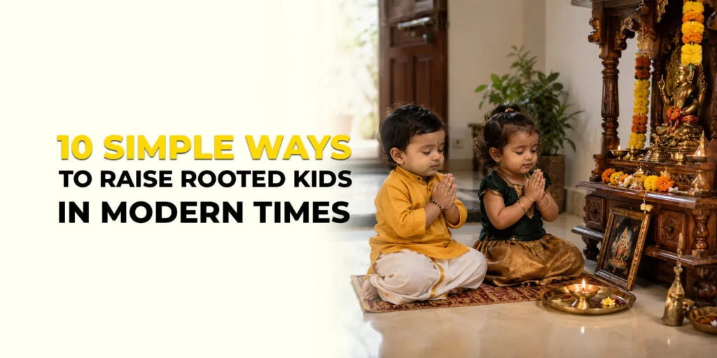 Parent and child sharing an Indian tradition at home