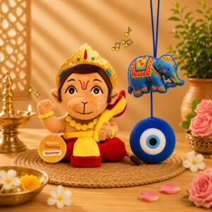 Mantra Chanting Baby Hanuman (Small) and Plush Evil Eye For Kids