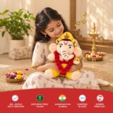 Mantra Chanting Baby Ganesha (Medium) & Fragrant Rose Plush Mala Combo