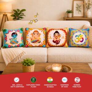 Mantra Chanting Divine Plush Pillow Bundle (Pack of 4)