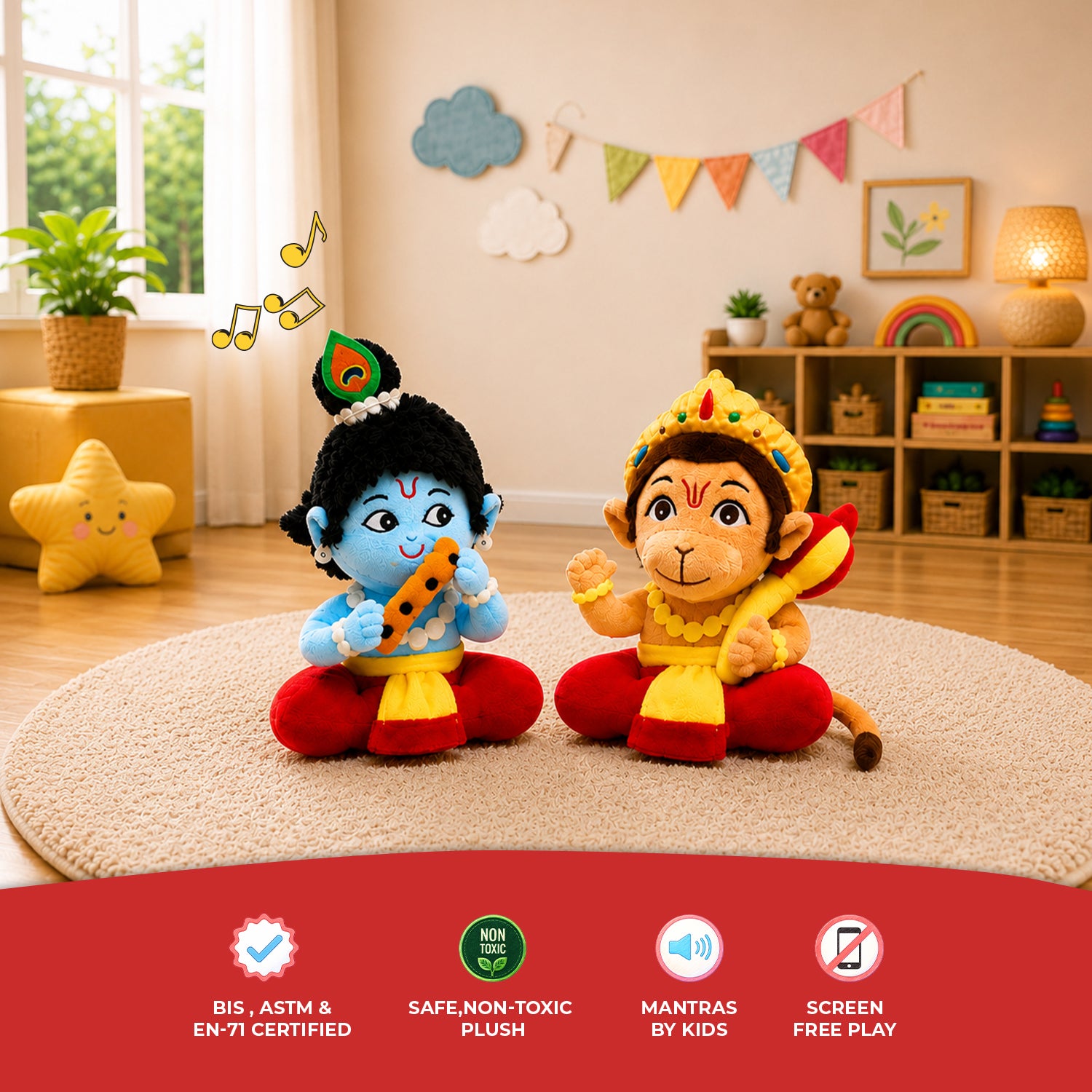 Mantra Chanting Baby Krishna & Baby Hanuman (Pack of 2)-Small