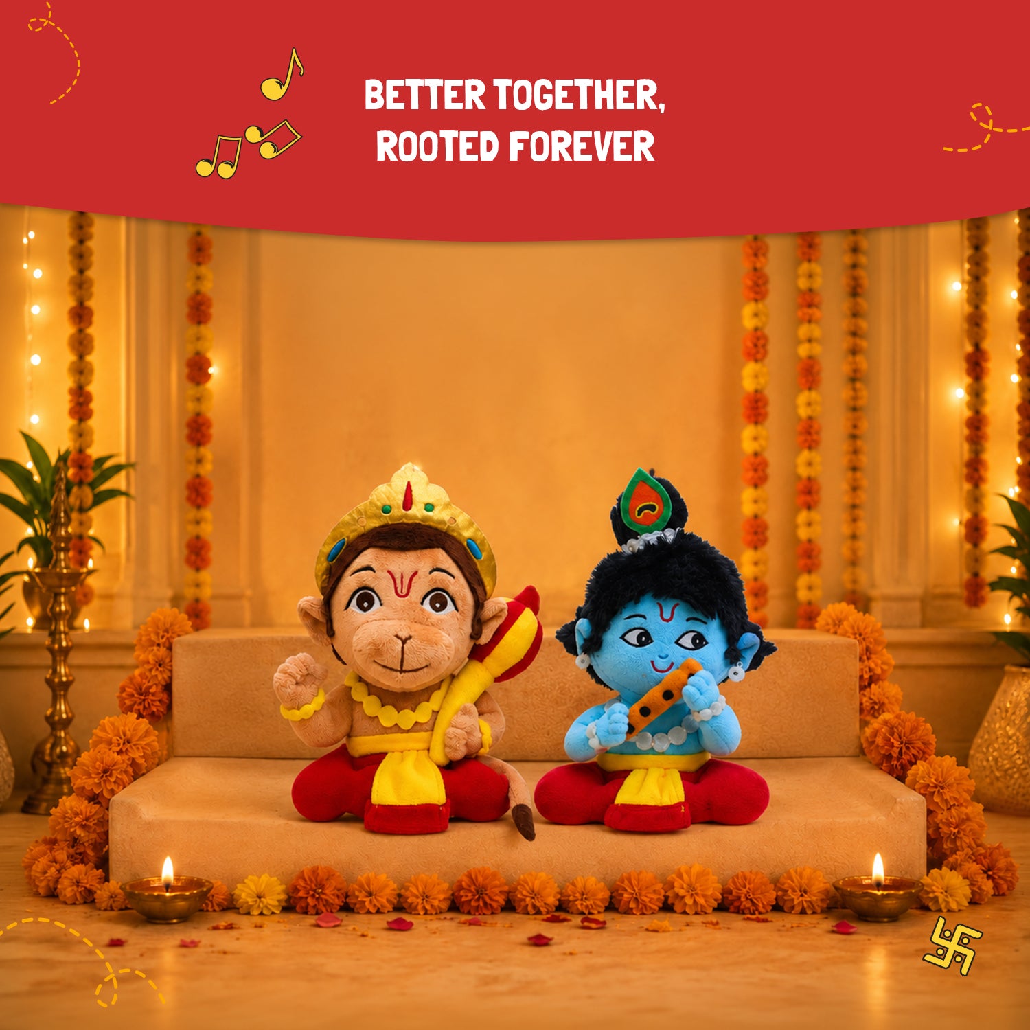 Mantra Chanting Baby Krishna & Baby Hanuman (Pack of 2)-Small