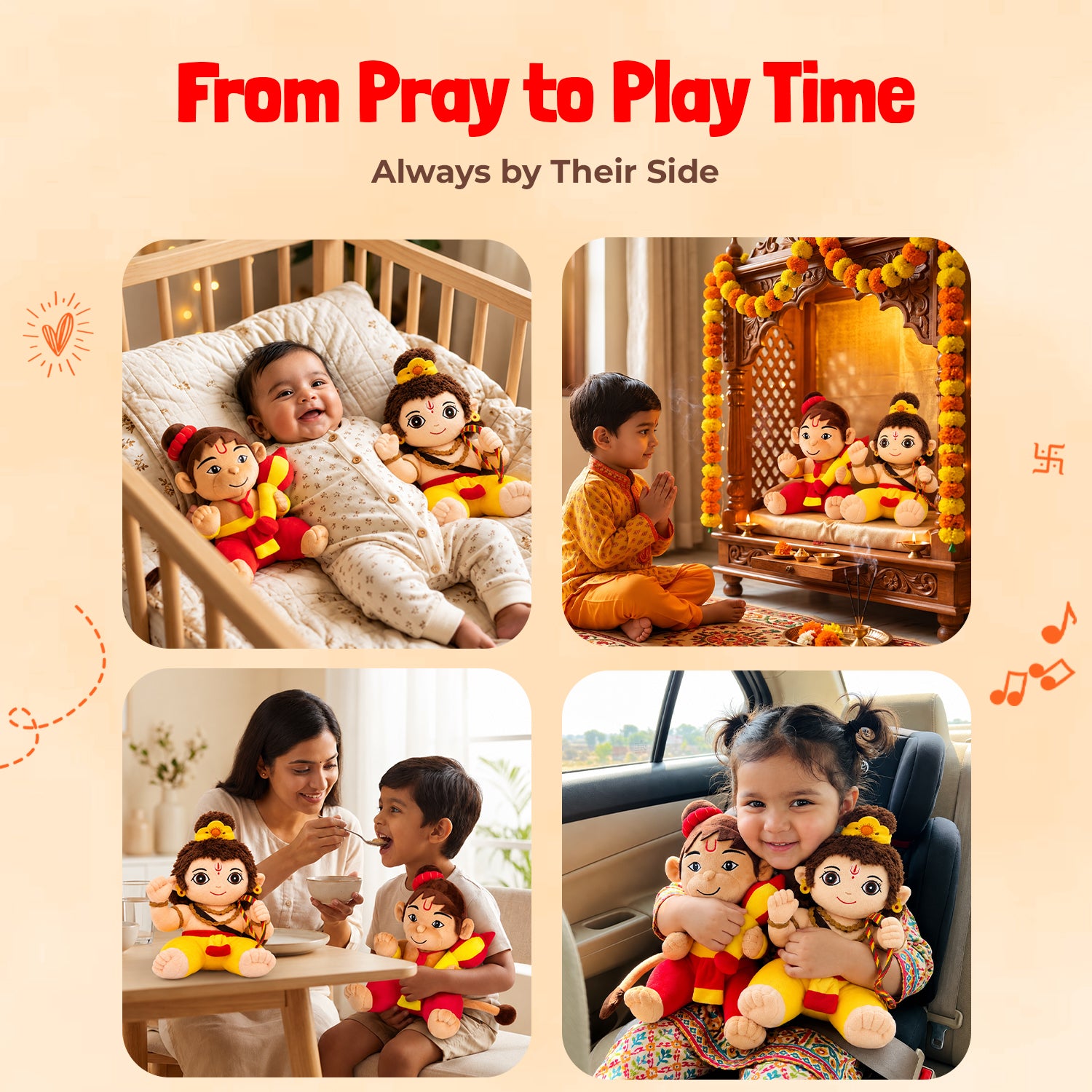 Mantra Chanting Baby Rama & Baby Hanuman Combo