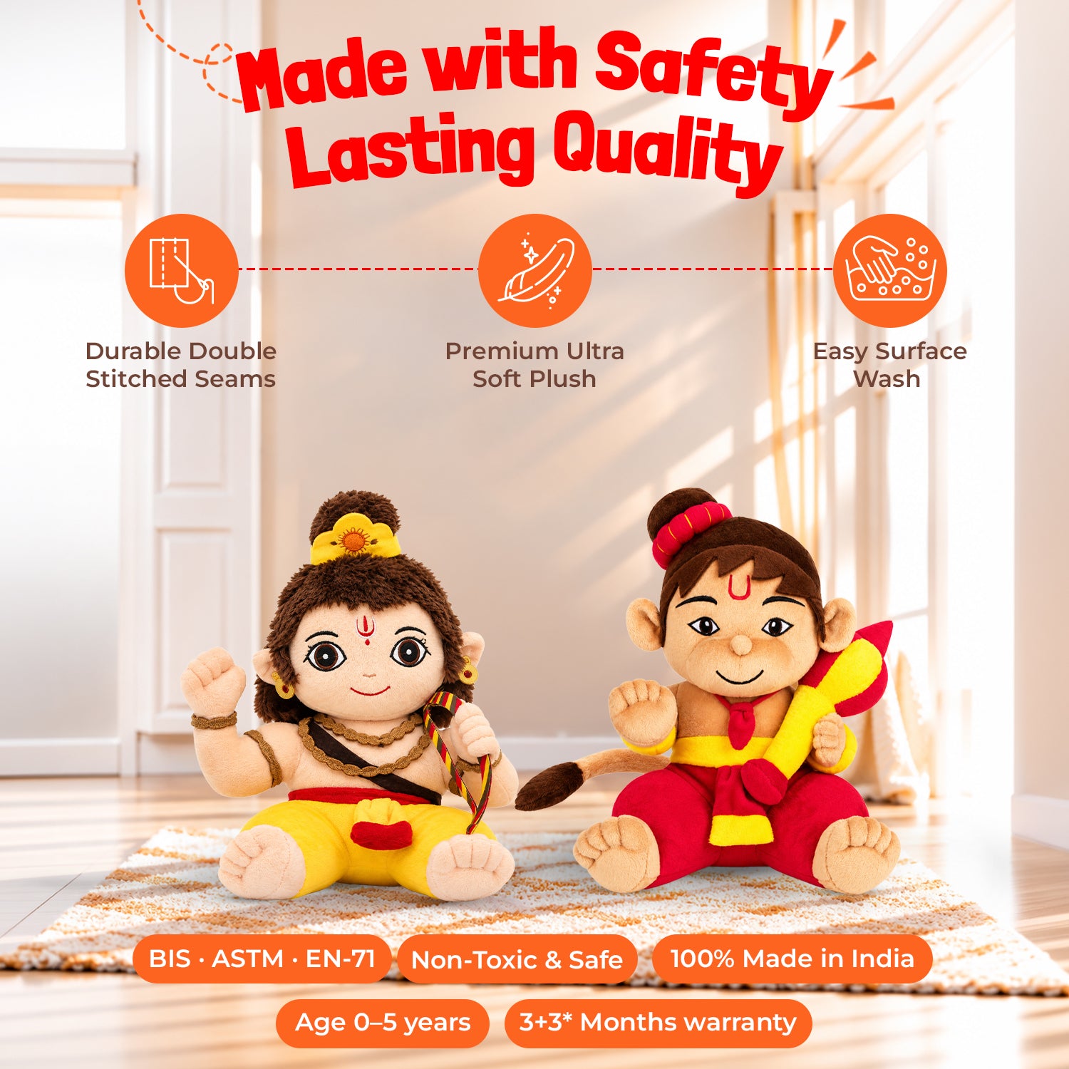 Mantra Chanting Baby Rama & Baby Hanuman Combo