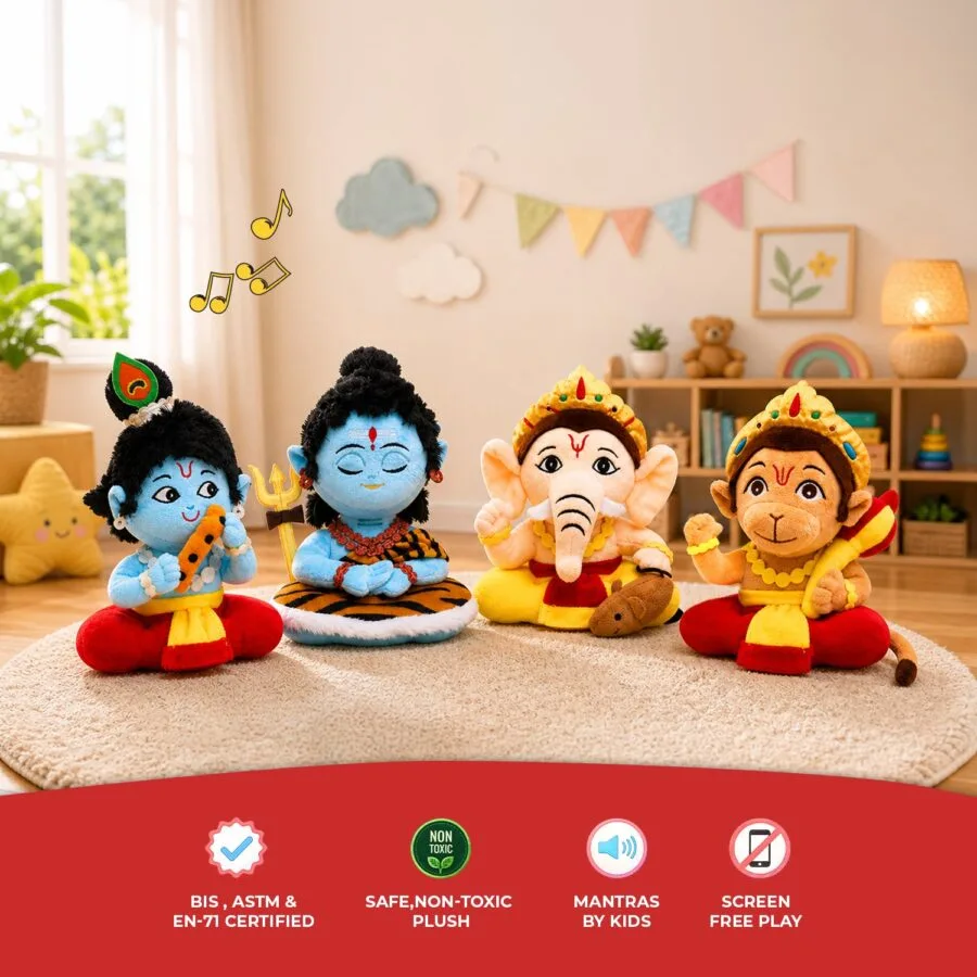 Mantra Chanting Baby Krishna, Baby Ganesha, Baby Hanuman & Baby Shiva (Pack of 4) - Small, image 3