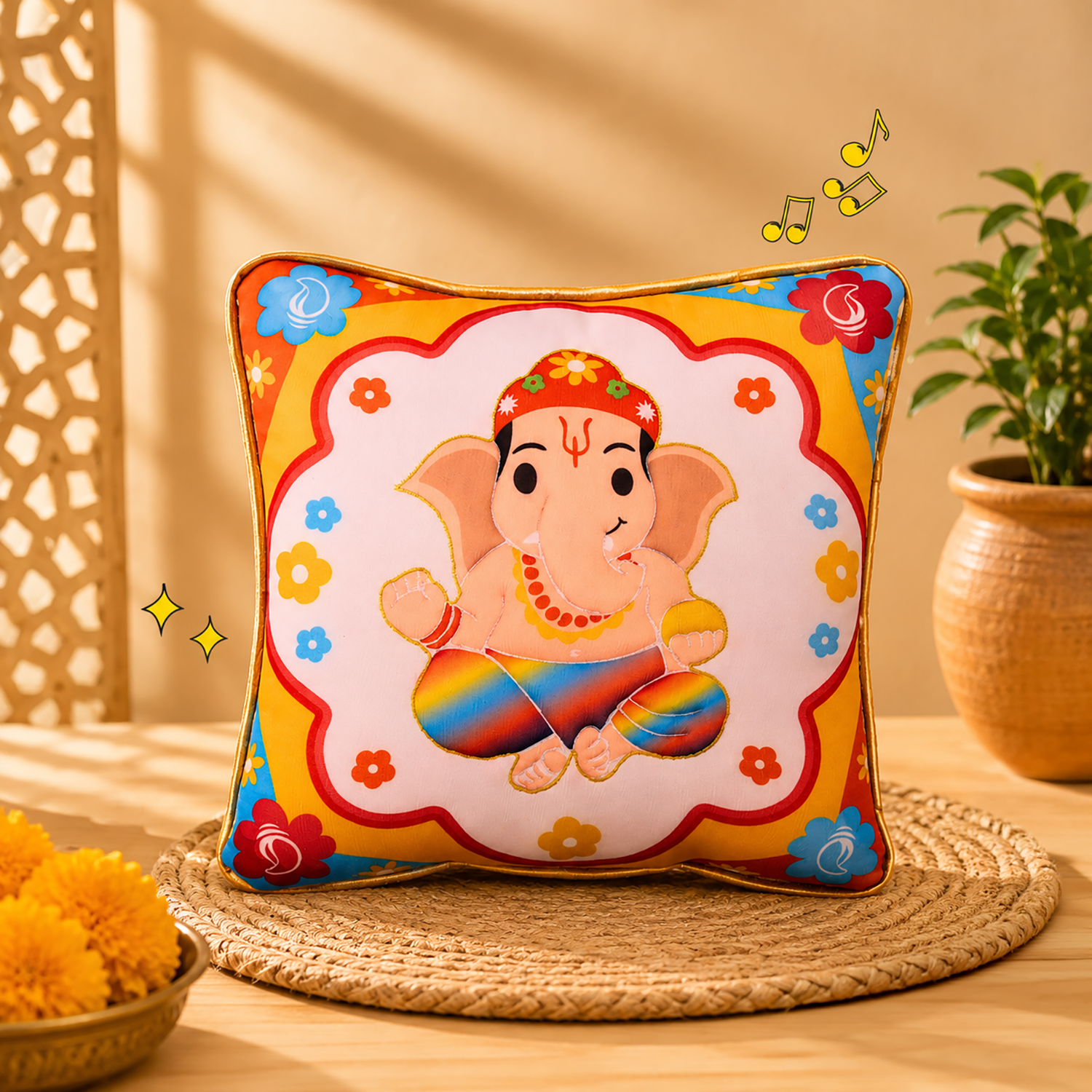 Ganesh_Pillow.png Ganesha Mantra Chanting Plush Pillow (25 cms)