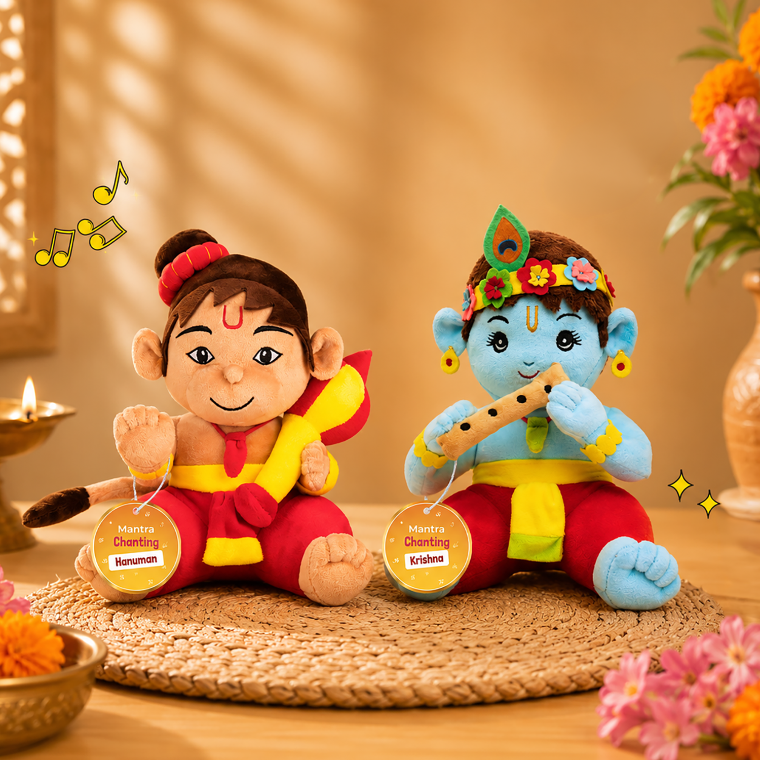 Hanuman_Krishna_combo.png Mantra Chanting Baby Krishna & Baby Hanuman (Pack of 2)- Medium