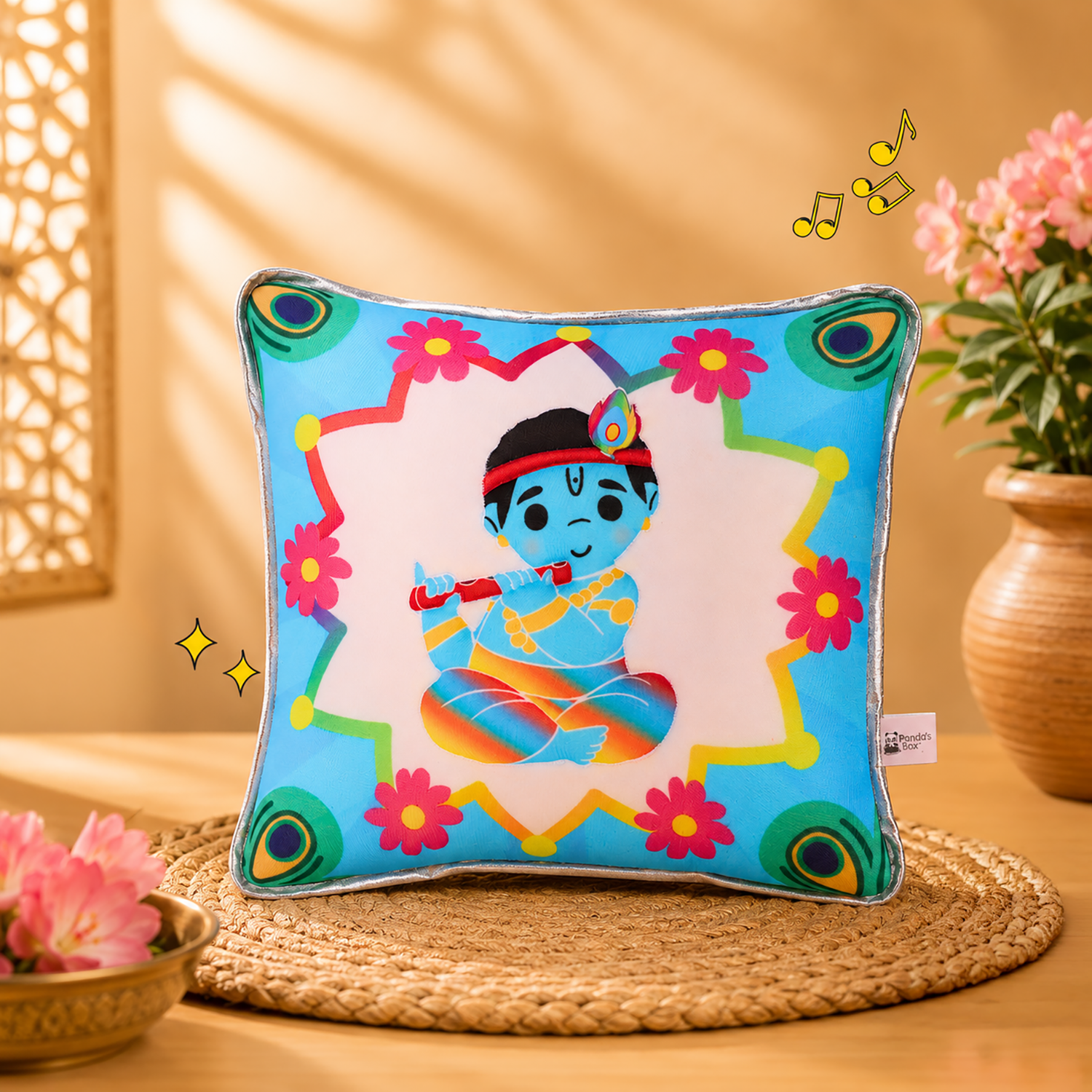 Krishna_Pillow.png Krishna Mantra Chanting Plush Pillow ( 25 cms)