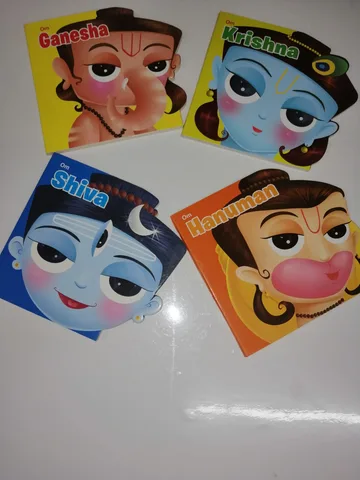 Set of cutout board books about Krishna, Shiva, Hanuman and Ganesha