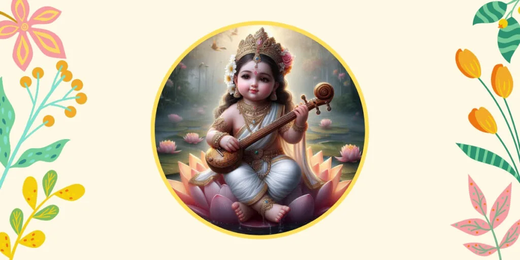 Devi Saraswati with her veena for Vasant Panchami