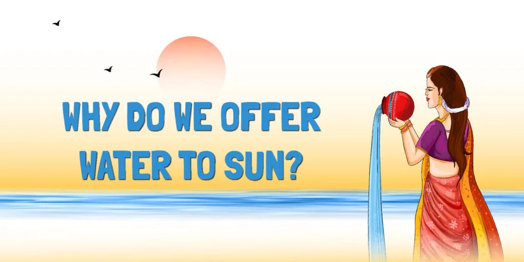Child offering water to the rising sun (Surya Arghya)