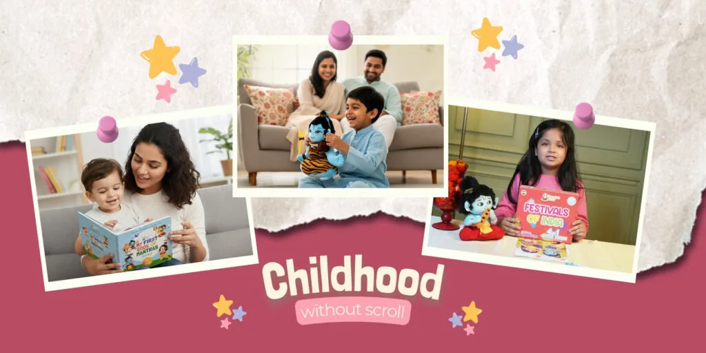 Toddler playing screen-free with real toys